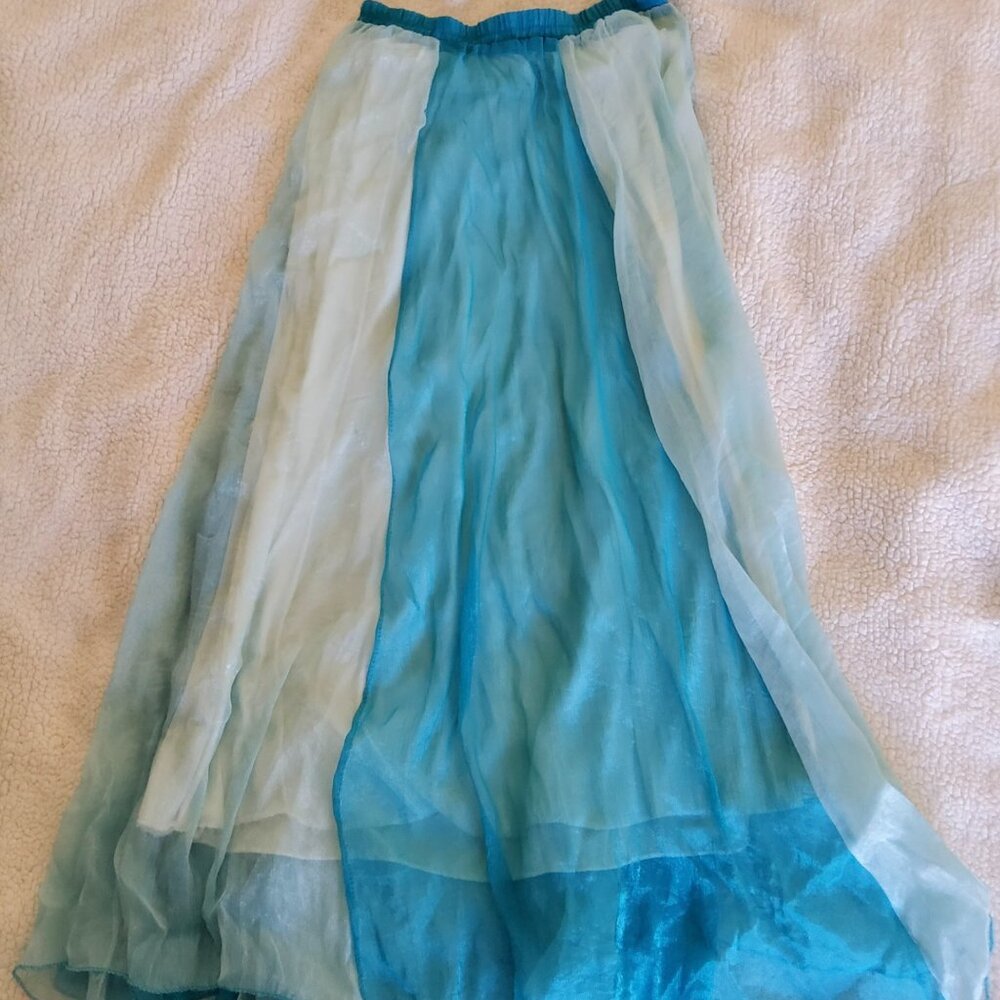 Chiffon Flowing Bohemian Pastel Circle Pleated Skirt - Picture 8 of 8